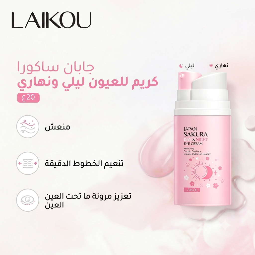 كريم ساكورا الياباني 2 في 1 للعناية بمحيط العينين وتفتيح الهالات – 20 غرام LAIKOU