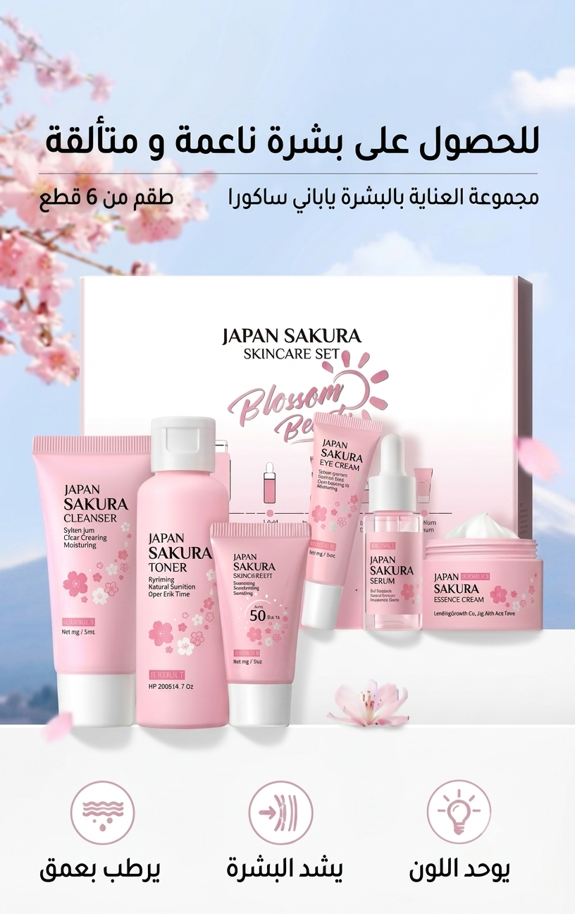 مجموعة لايكو ساكورا المتكاملة للعناية بالبشرة (6 قطع) LAIKOU