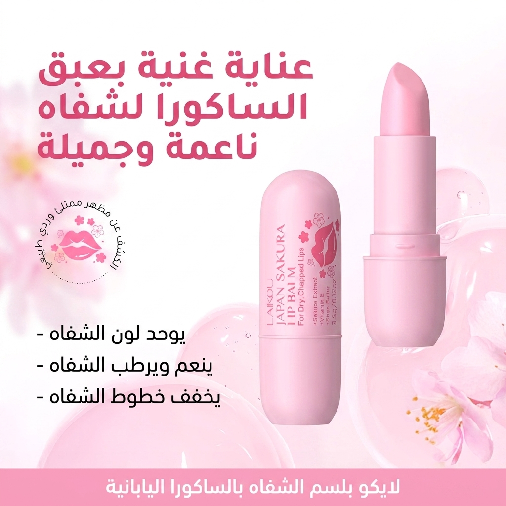 مرطب الشفاه الياباني بالساكورا - ترطيب عميق وحماية للشفاه (30 غرام) LAIKOU